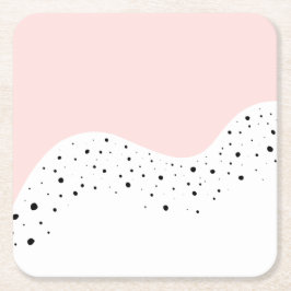 Posavasos Cuadrado De Papel Diseño mínimo rosa con puntos