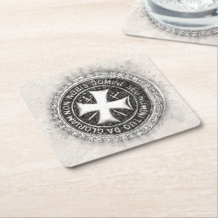 Posavasos Cuadrado De Papel Diseño personalizado del sello de la cruz medieval