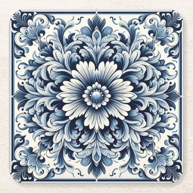 Posavasos Cuadrado De Papel Diseño portugués (Anverso)