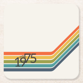 Posavasos Cuadrado De Papel Diseño retro vintage de 1975