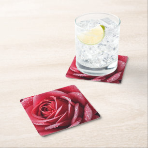 Posavasos Cuadrado De Papel Diseño Rosa único generado por IA