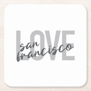 Posavasos Cuadrado De Papel Diseño sencillo, moderno y urbano Love San Francis
