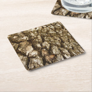 Posavasos Cuadrado De Papel Diseño Texturizado Natural de Corteza de Árbol II