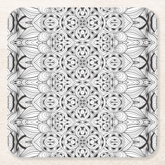 Posavasos Cuadrado De Papel Diseño tribal (Anverso)