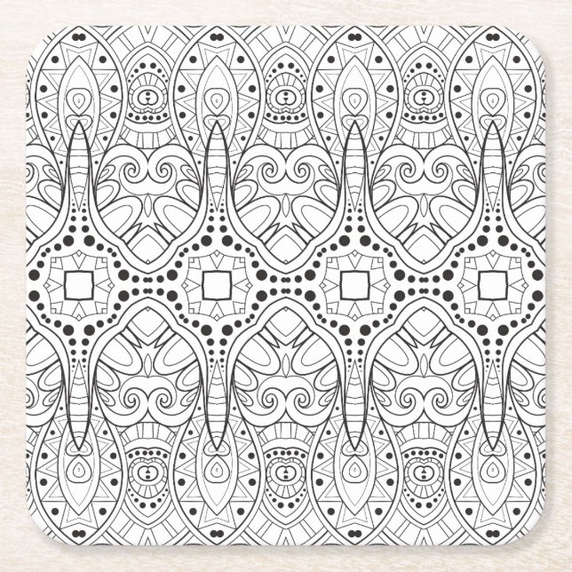 Posavasos Cuadrado De Papel Diseño tribal de Zendoodle (Anverso)