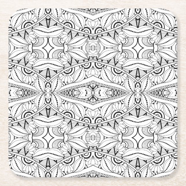 Posavasos Cuadrado De Papel Diseño tribal inspirado (Anverso)