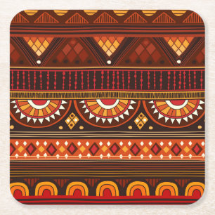 Posavasos Cuadrado De Papel Diseño tribal sin fisuras para diversos usos.