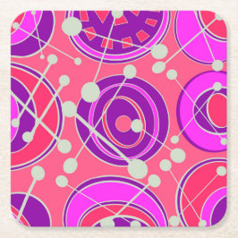 Posavasos Cuadrado De Papel Diseños geoformes abstractos, rosas y naranjas