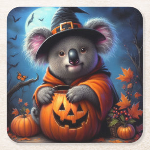 Posavasos Cuadrado De Papel Disfraz de Halloween de Koala