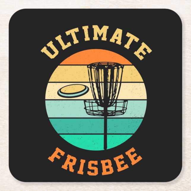 Posavasos Cuadrado De Papel Disk Golf Ultimate Frisbee (Anverso)