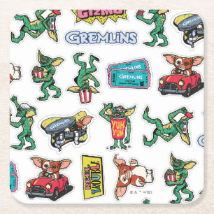 Posavasos Cuadrado De Papel Diversión con Stickers de Gremlins™ Patrón