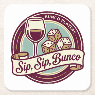 Posavasos Cuadrado De Papel Diversión Dados Bunco Vino para Beber 