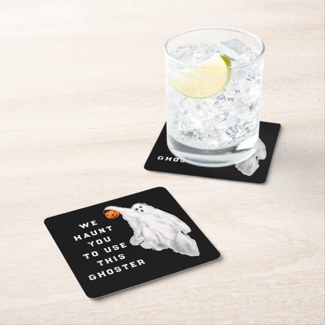 Posavasos Cuadrado De Papel Divertida fiesta de Halloween para adultos (In situ)