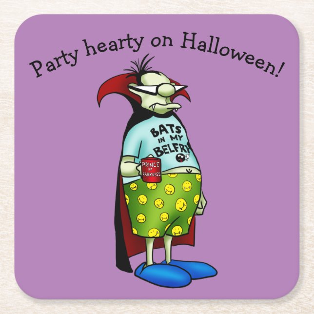 Posavasos Cuadrado De Papel Divertidas Copas de Papel de Halloween (Anverso)