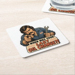 Posavasos Cuadrado De Papel Divertido Cambio de Aceite de Mecánico Meme de Coc