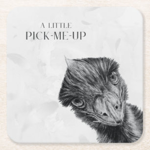 Posavasos Cuadrado De Papel Divertido Coaster de Emú Un pequeño estímulo