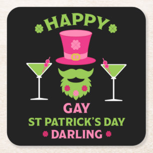Posavasos Cuadrado De Papel Divertido Día Feliz Gay St Patrick