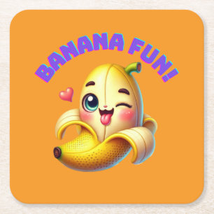 Posavasos Cuadrado De Papel Divertido diseño de ganadería bananera para divers