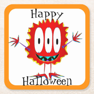 Posavasos Cuadrado De Papel Divertido, Monstruo, Halloween