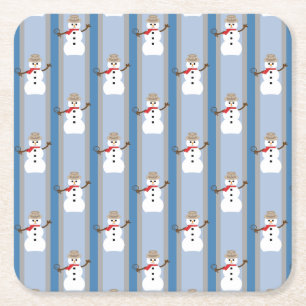 Posavasos Cuadrado De Papel Divertido y divertido detective Snowman