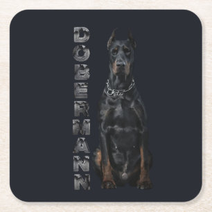 Posavasos Cuadrado De Papel Doberman Pinscher