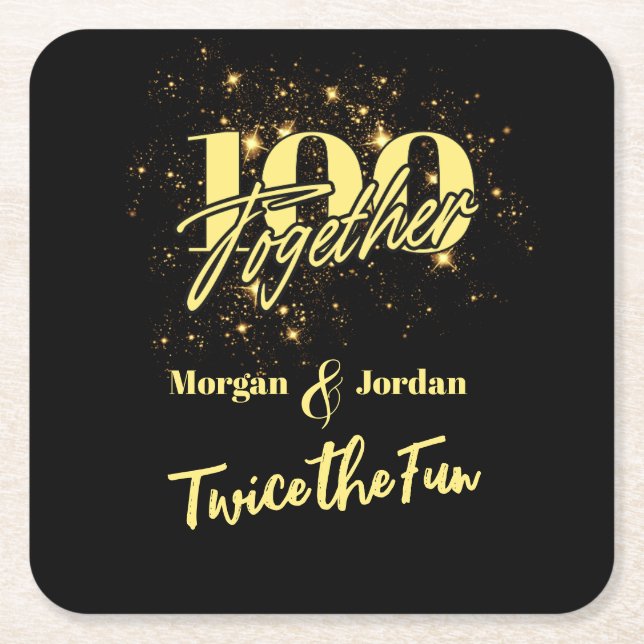 Posavasos Cuadrado De Papel Doble celebración de cumpleaños dos veces más dive (Anverso)