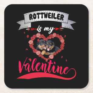 Posavasos Cuadrado De Papel Dog Lover   Rottweiler Es Mi Valentín