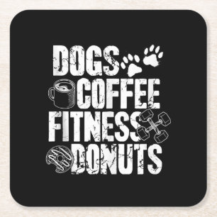 Posavasos Cuadrado De Papel Dogs Café Ness Donuts Gym Foodie Ness