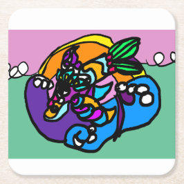 Posavasos Cuadrado De Papel Dolphin wave 