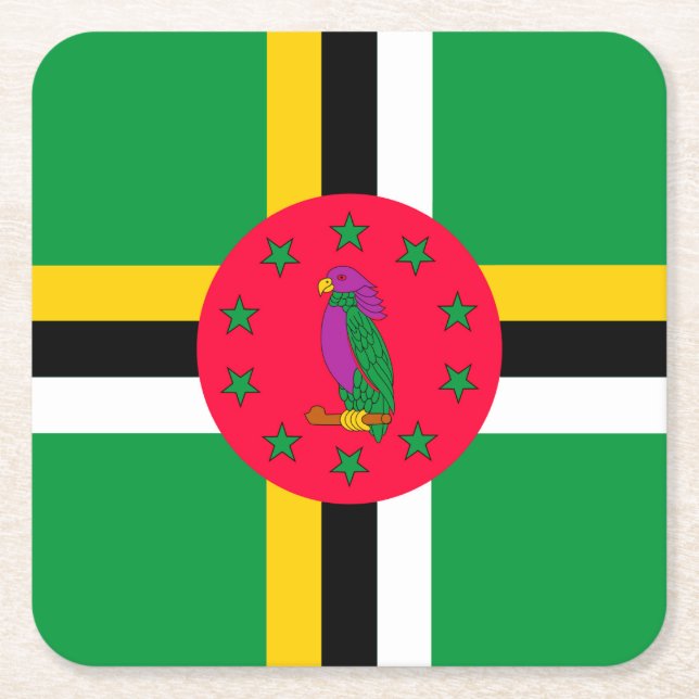 Posavasos Cuadrado De Papel Dominica (Anverso)
