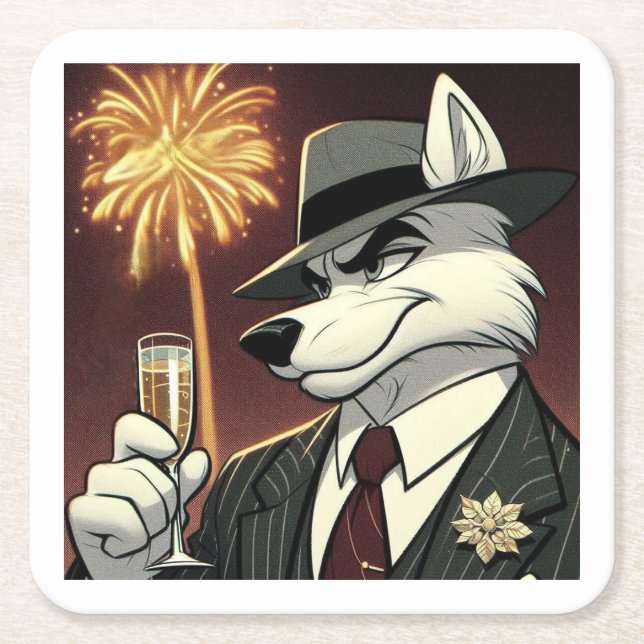 Posavasos Cuadrado De Papel Don Lupo Canino "New Year" (Anverso)