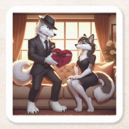 Posavasos Cuadrado De Papel Don Lupo Canino "Valentines"