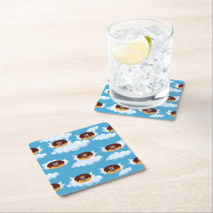 Posavasos Cuadrado De Papel Dona de Chocolate Humor de Comida Emoji