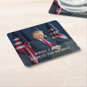 Posavasos Cuadrado De Papel Donald J. Trump 45.º presidente Keepsake