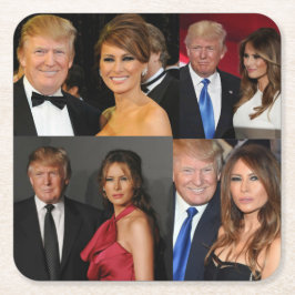 POSAVASOS CUADRADO DE PAPEL DONALD & MELANIA TRUMP