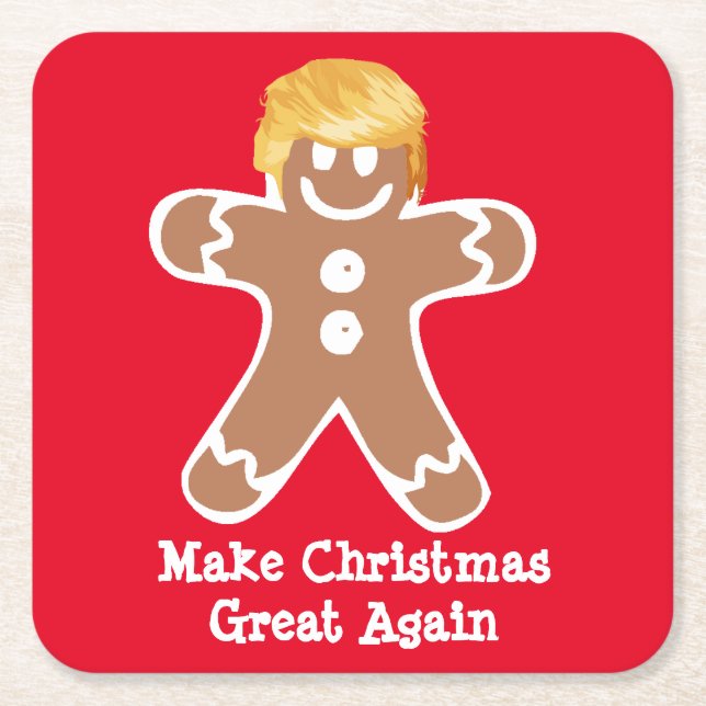 Posavasos Cuadrado De Papel Donald Trump, hombre de Gingerbread (Anverso)