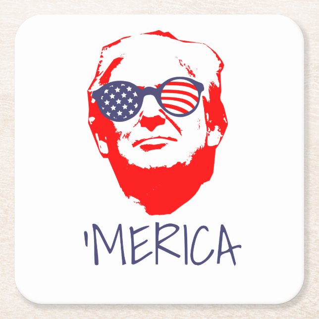 Posavasos Cuadrado De Papel Donald Trump 'Merica (Anverso)