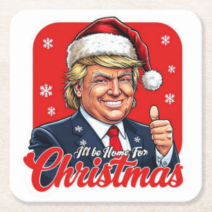 Posavasos Cuadrado De Papel Donald Trump Navidades Santa Claus Art