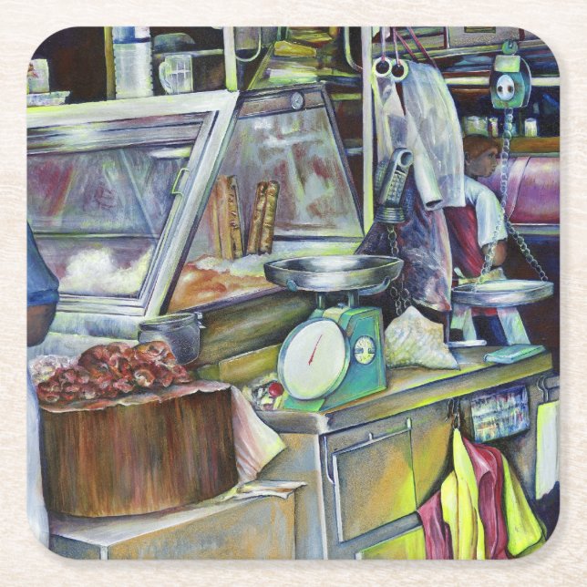 Posavasos Cuadrado De Papel ¿Dónde está el curry de la cabeza de pescado? Sing (Anverso)