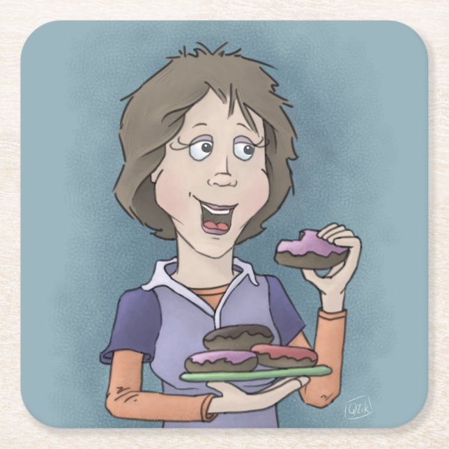 Posavasos Cuadrado De Papel Donuts con escayola de papel cuadrado rociada (Anverso)