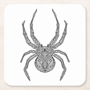 Posavasos Cuadrado De Papel Doodle de la araña