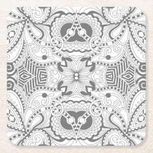 Posavasos Cuadrado De Papel Doodle del cuadrado de la flor