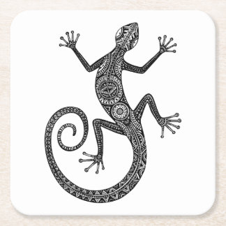 Posavasos Cuadrado De Papel Doodle del lagarto o del Salamander