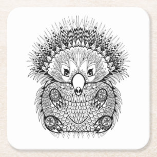 Posavasos Cuadrado De Papel Doodle dibujado mano del Echidna