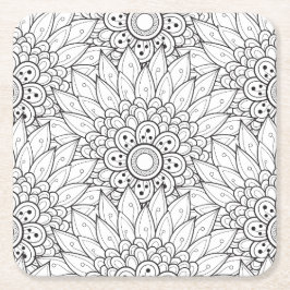 Posavasos Cuadrado De Papel Doodle floral del jardín
