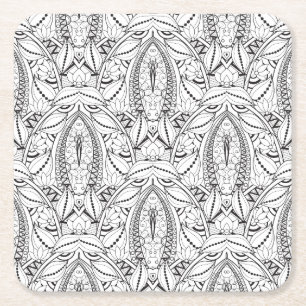 Posavasos Cuadrado De Papel Doodle tribal abstracto