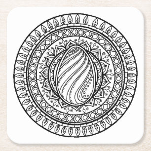 Posavasos Cuadrado De Papel Doodle tribal del círculo