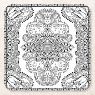 Posavasos Cuadrado De Papel Doodle único