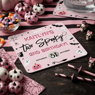 Posavasos Cuadrado De Papel ¡Dos espeluznantes! Cumpleaños de Halloween de niñ