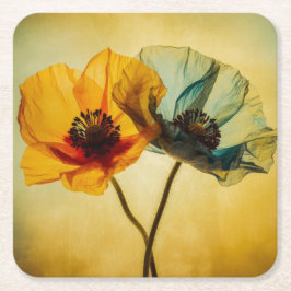 Posavasos Cuadrado De Papel Dos flores